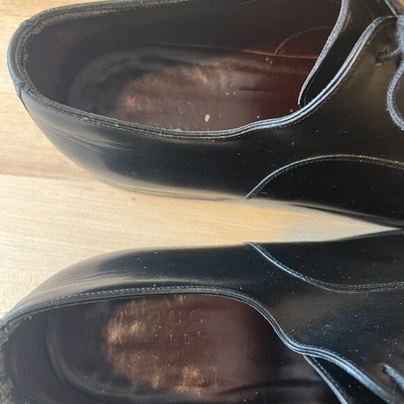 Men's GUCCI Cap Toe Black Leather Oxford - Size 9 - Picture 12 of 12